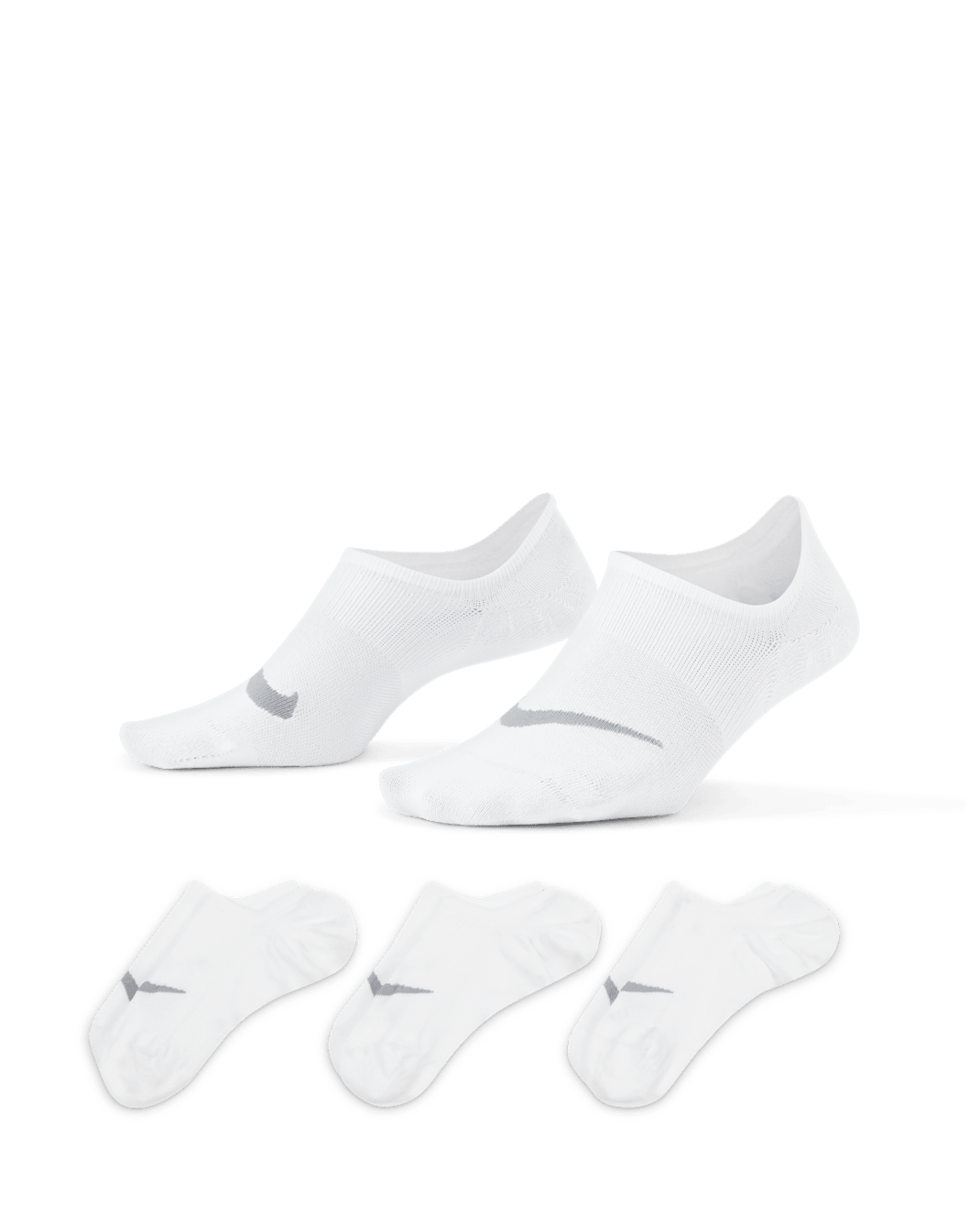 Meias de treino Nike Everyday Plus Lightweight para mulher (3 pares) - Branco/Cinzento Wolf