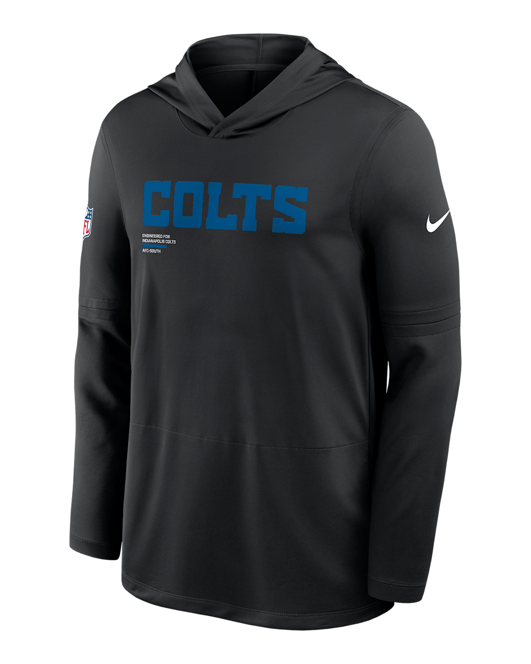 Playera de manga larga Nike Dri-FIT de la NFL con gorro para hombre Indianapolis Colts Pure Fury Sideline - Negro