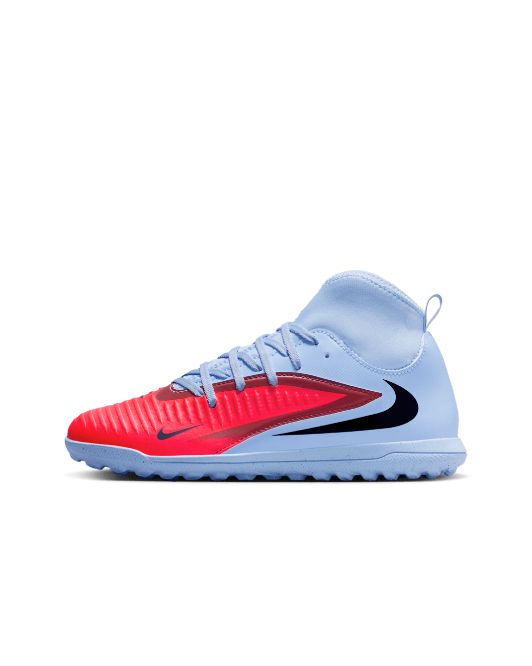 Nike Jr. Phantom 6 High Club Older Kids' Turf Football Boots - Royal Tint/Bright Crimson