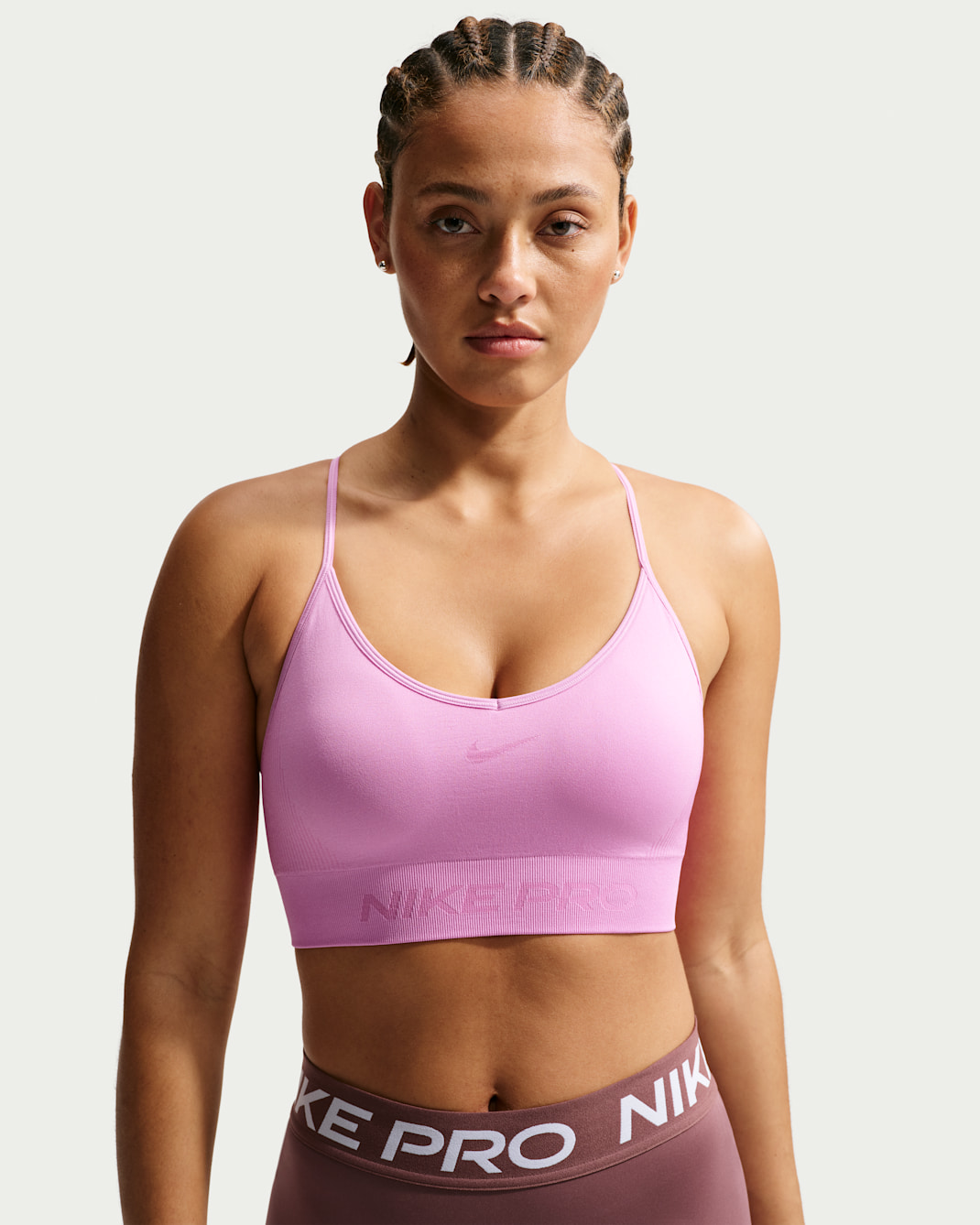 Nike Pro Seamless Women's Light-Support Padded Sports Bra - Light Magenta