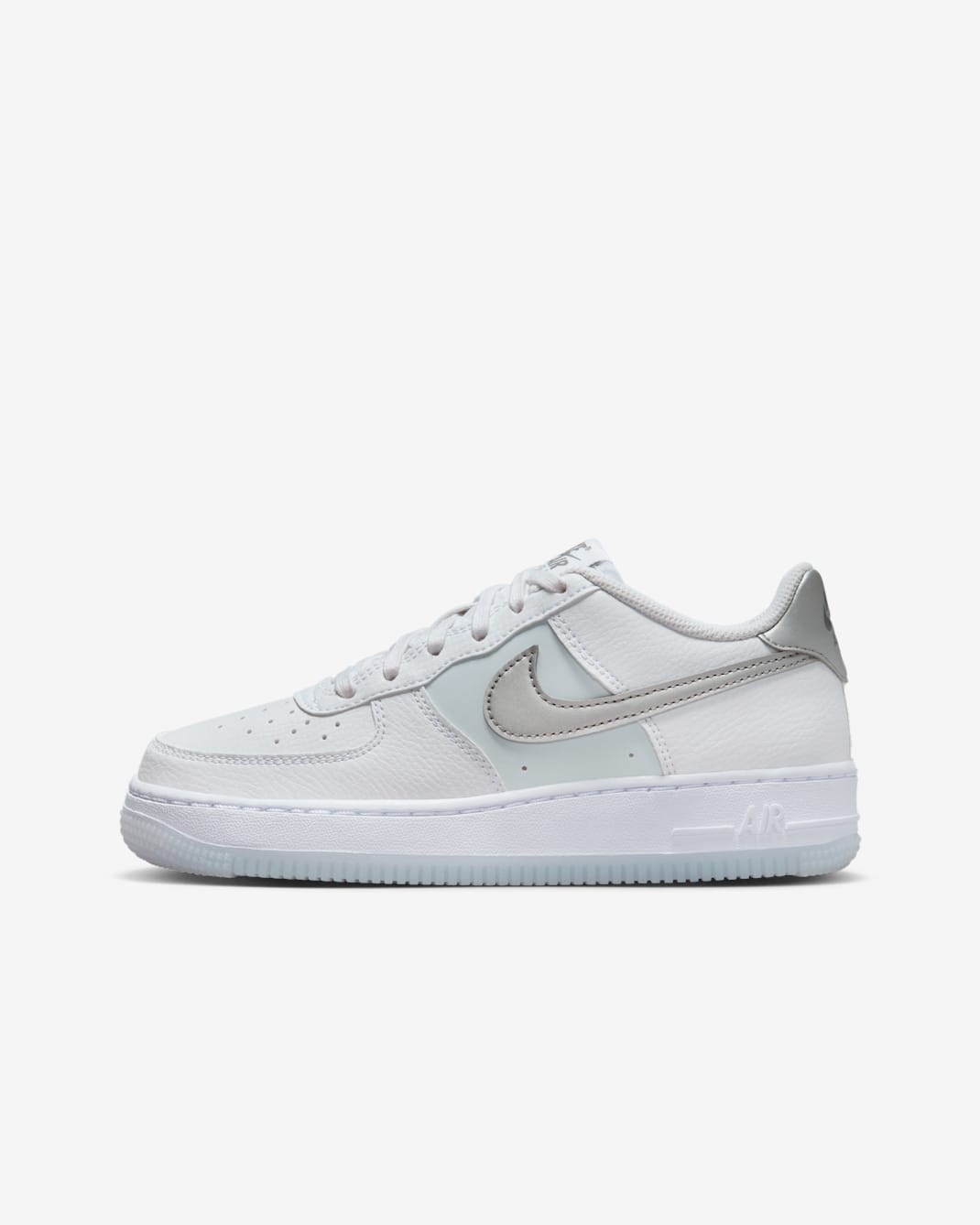 Nike Air Force 1 Older Kids' Shoes - White/Pure Platinum/Football Grey/Metallic Silver