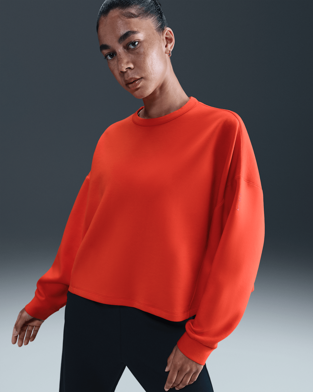 Nike 24.7 ImpossiblySoft Women's Dri-FIT Oversized Crew-Neck Top - Picante Red/Mystic Red