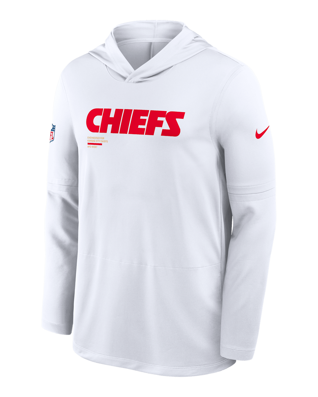 Playera de manga larga Nike Dri-FIT de la NFL con gorro para hombre Kansas City Chiefs Pure Fury Sideline - Blanco