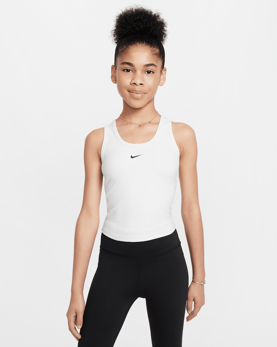 Nike One Fitted Older Kids' (Girls') Dri-FIT Tank Top - White/Black
