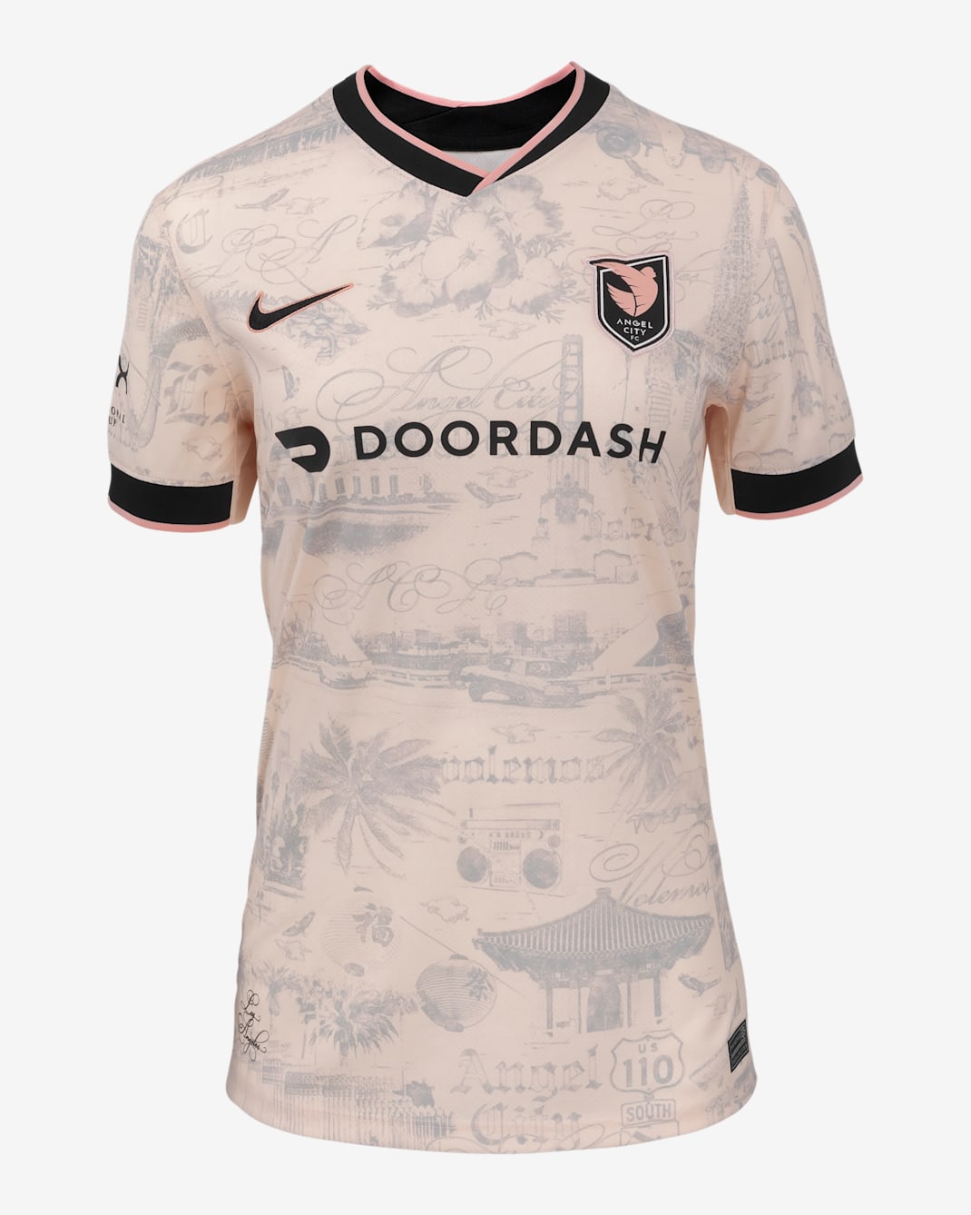 Jersey Nike Dri-FIT de la NWSL tipo réplica para mujer Christen Press Angel City FC visitante 2025 Stadium - Rosa suave claro/Gris atmósfera