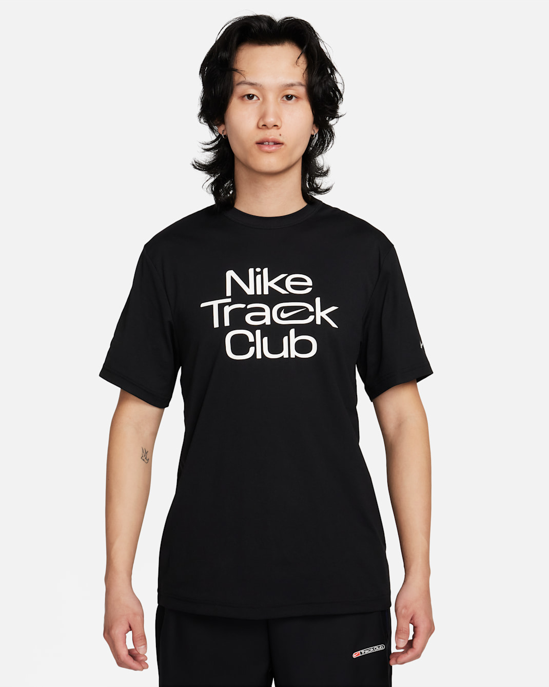 Nike Track Club 男款 Dri-FIT 短袖跑步上衣 - 黑色/Summit White