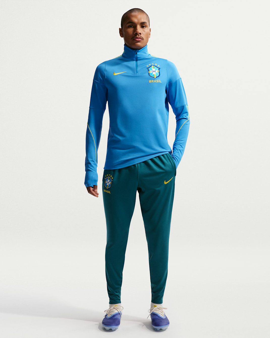 Brasil Strike Nike Dri-FIT strikket fotballbukse til herre - Geode Teal/Light Menta/Midwest Gold