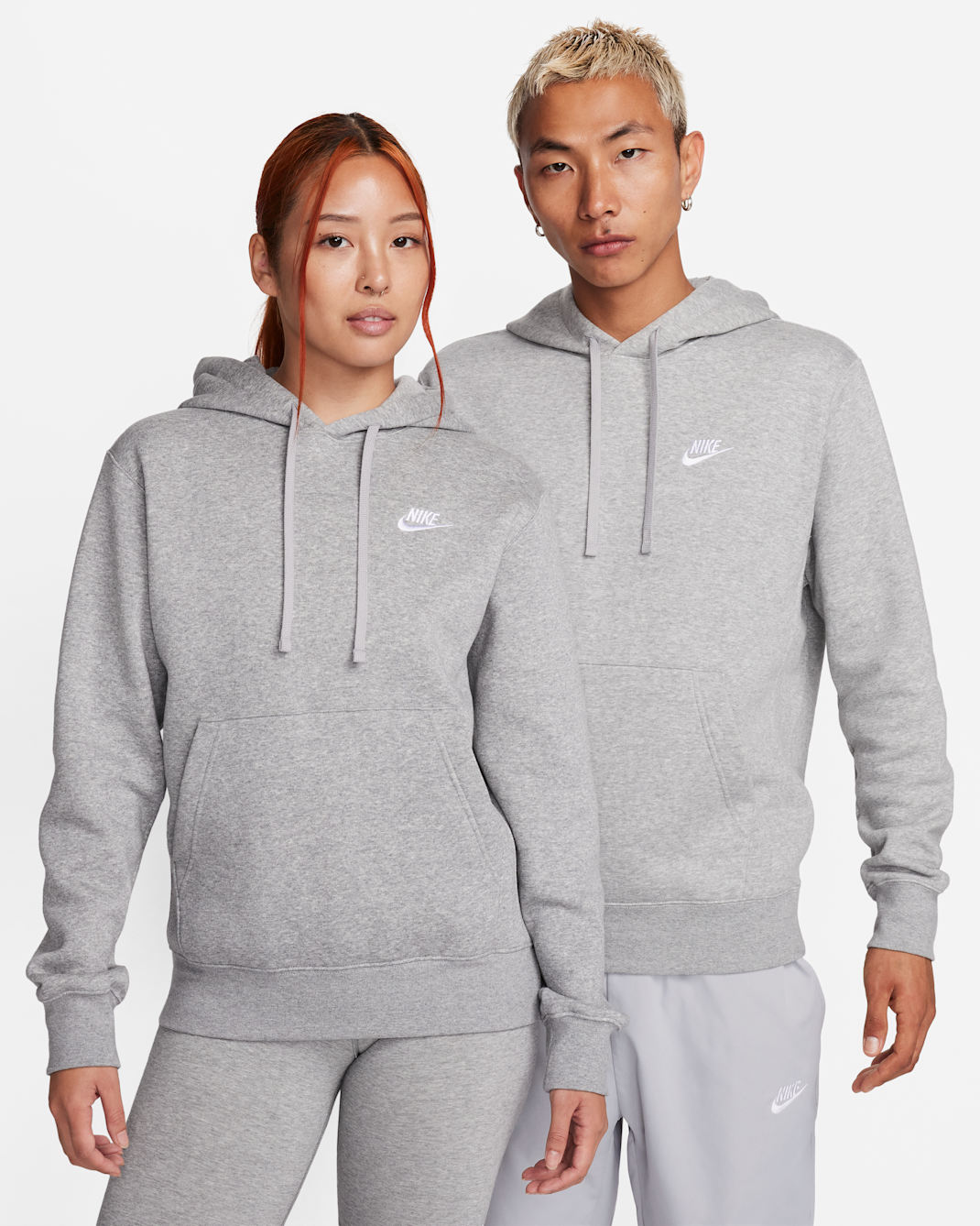 나이키 스포츠웨어 클럽 플리스 풀오버 후디 - 다크 그레이 헤더/매트 실버/화이트