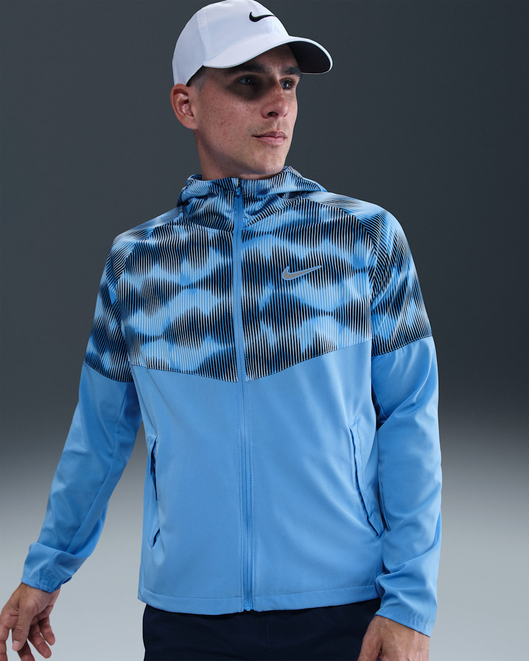 Nike Miler hardloopjack voor heren - University Blue/Glacier Blue/Midnight Navy/Metallic Silver