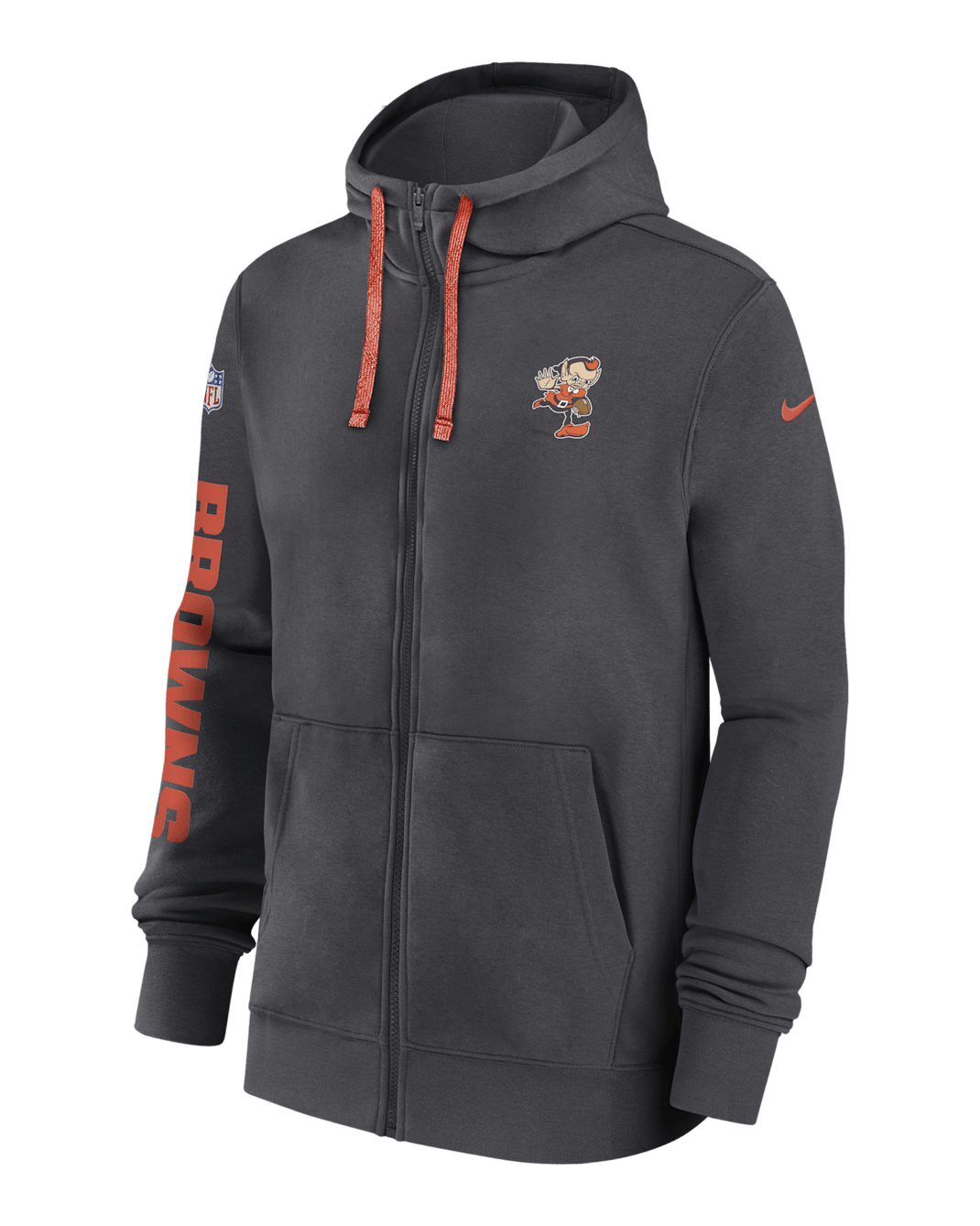 Cleveland Browns Sideline Team Issue Club Men's Nike Full Zip Hoodie - Anthracite