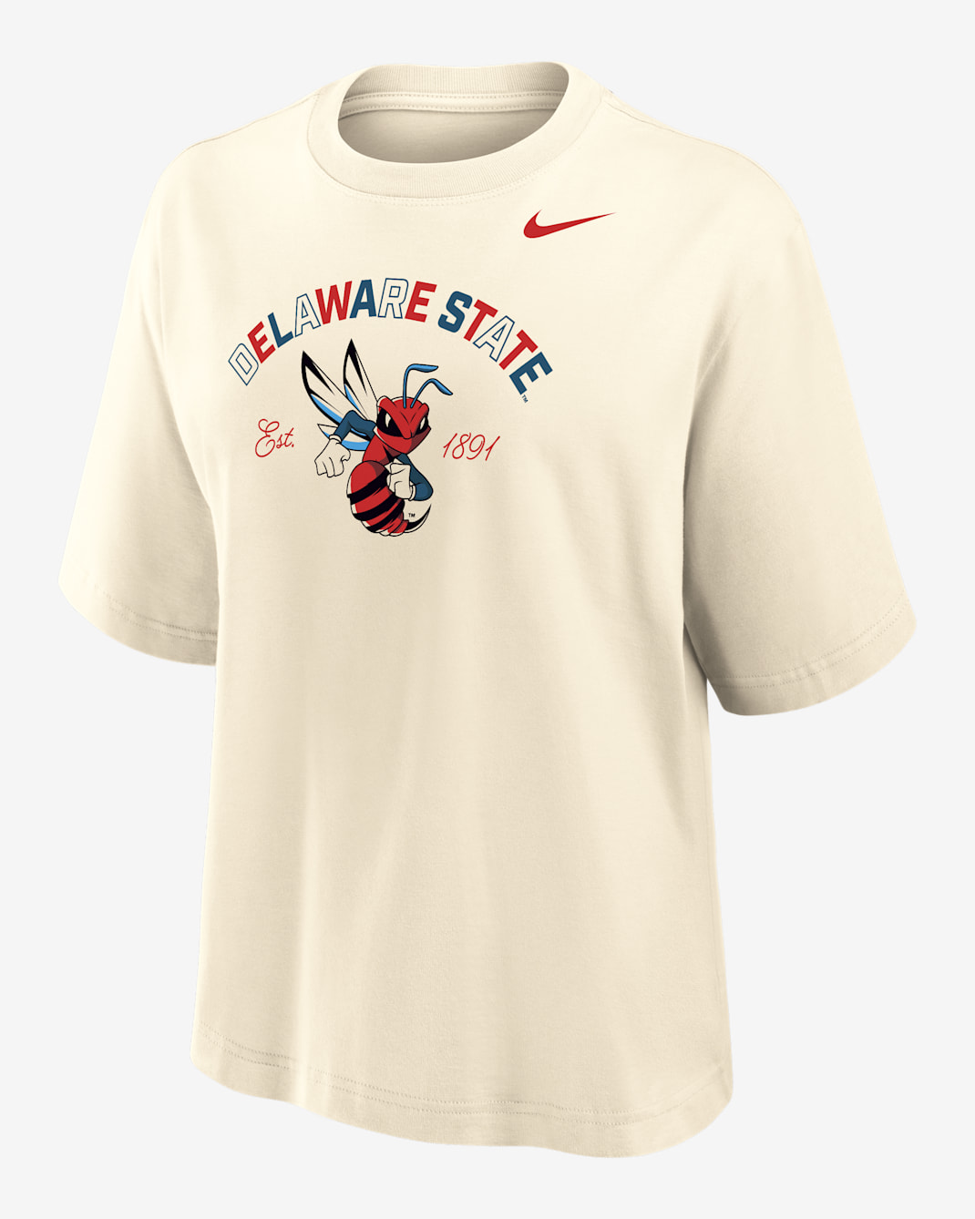 Nike College (Delaware State) Women's Boxy Cotton T-Shirt - Natural