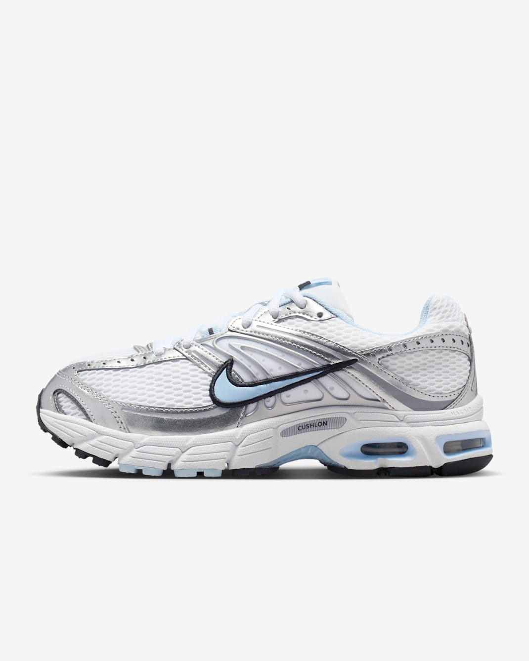 Yansıtıcı Vurgulara Sahip Nike Air Max Moto 2K Kadın Ayakkabısı - Beyaz/Metallic Silver/Siyah/Hydrogen Blue