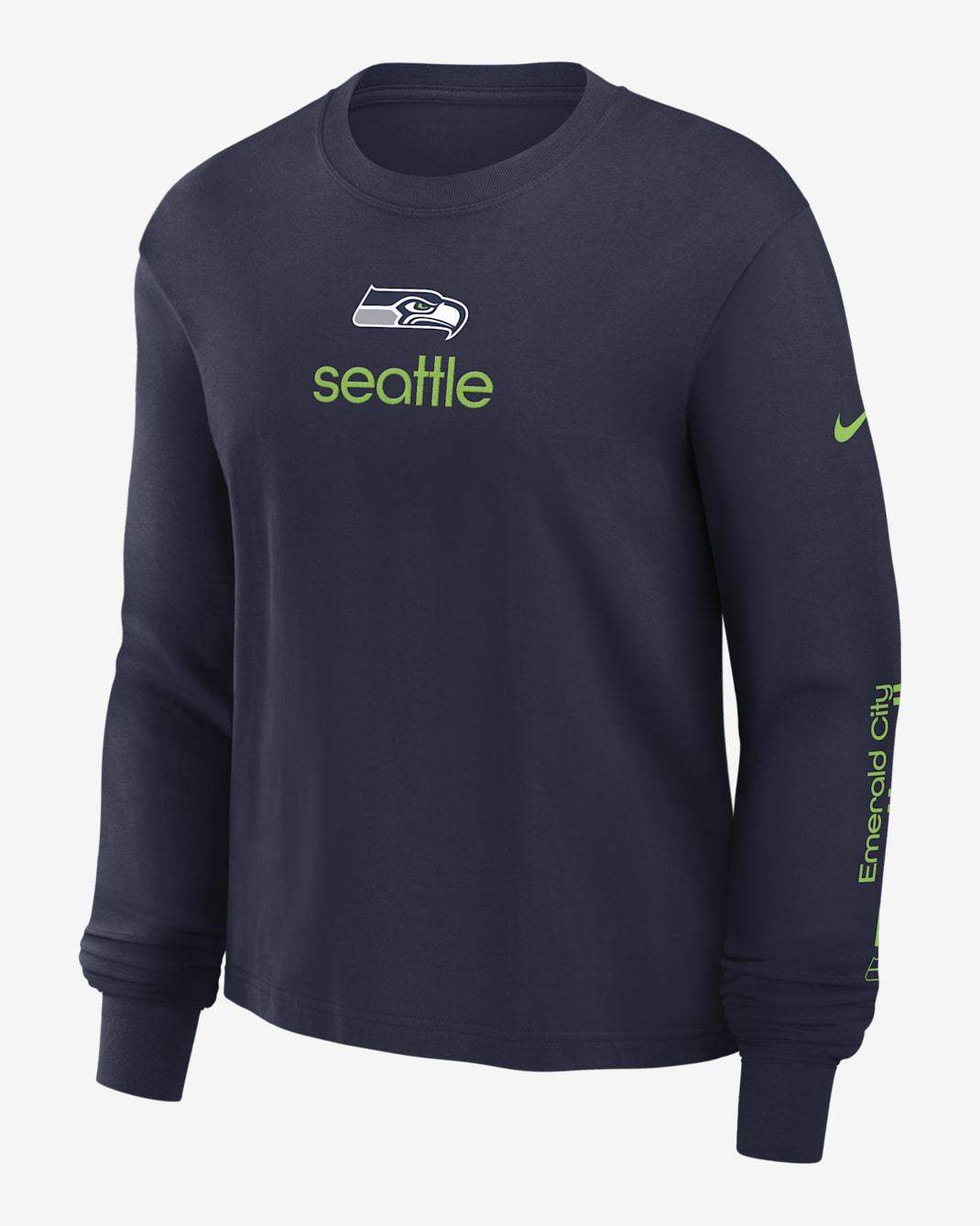 Seattle Seahawks Boxy Women's Nike NFL Long-Sleeve T-Shirt - Navy