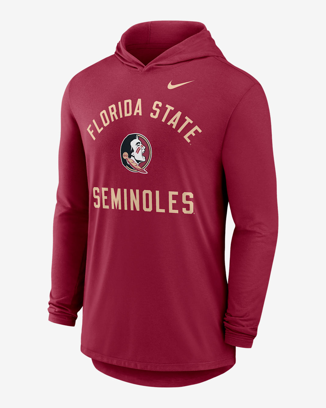 Florida State Campus Arch Men's Nike Dri-FIT College Long-Sleeve Hooded T-Shirt - Garnet
