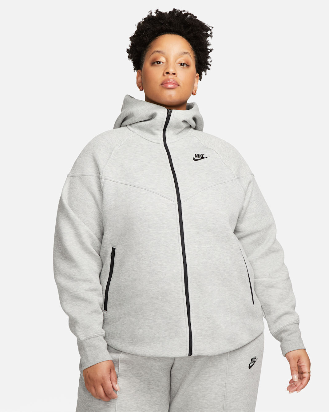Nike Sportswear Tech Fleece Windrunner Women's Full-Zip Hoodie (Plus Size) - Dark Grey Heather/Black