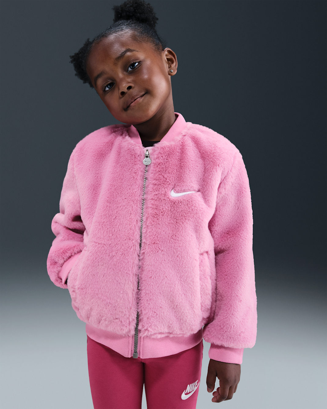 Nike Toddler Faux Fur Bomber Jacket - Magic Flamingo