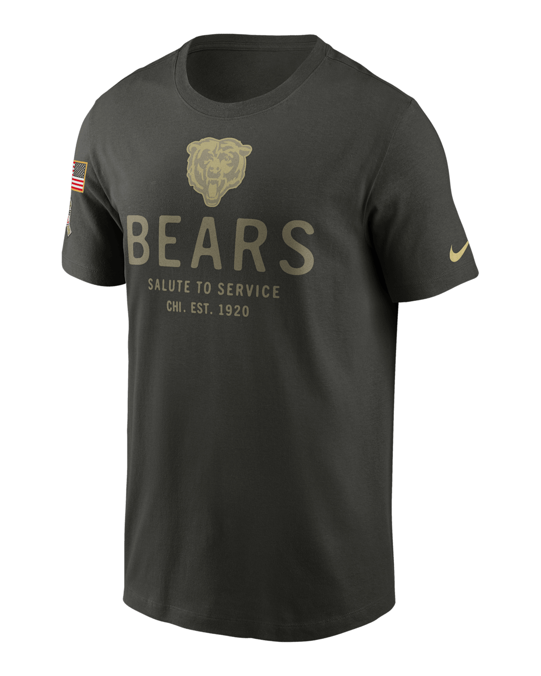 Chicago Bears Salute to Service Sideline Primary Edge Men's Nike Dri-FIT NFL T-Shirt - Sequoia