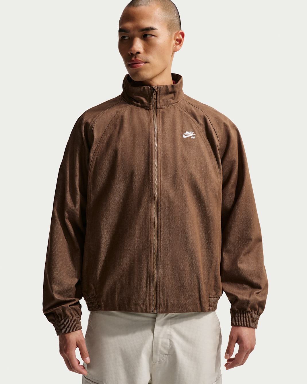 Nike SB Denim Full-Zip Track Jacket - Mosswood Brown/White