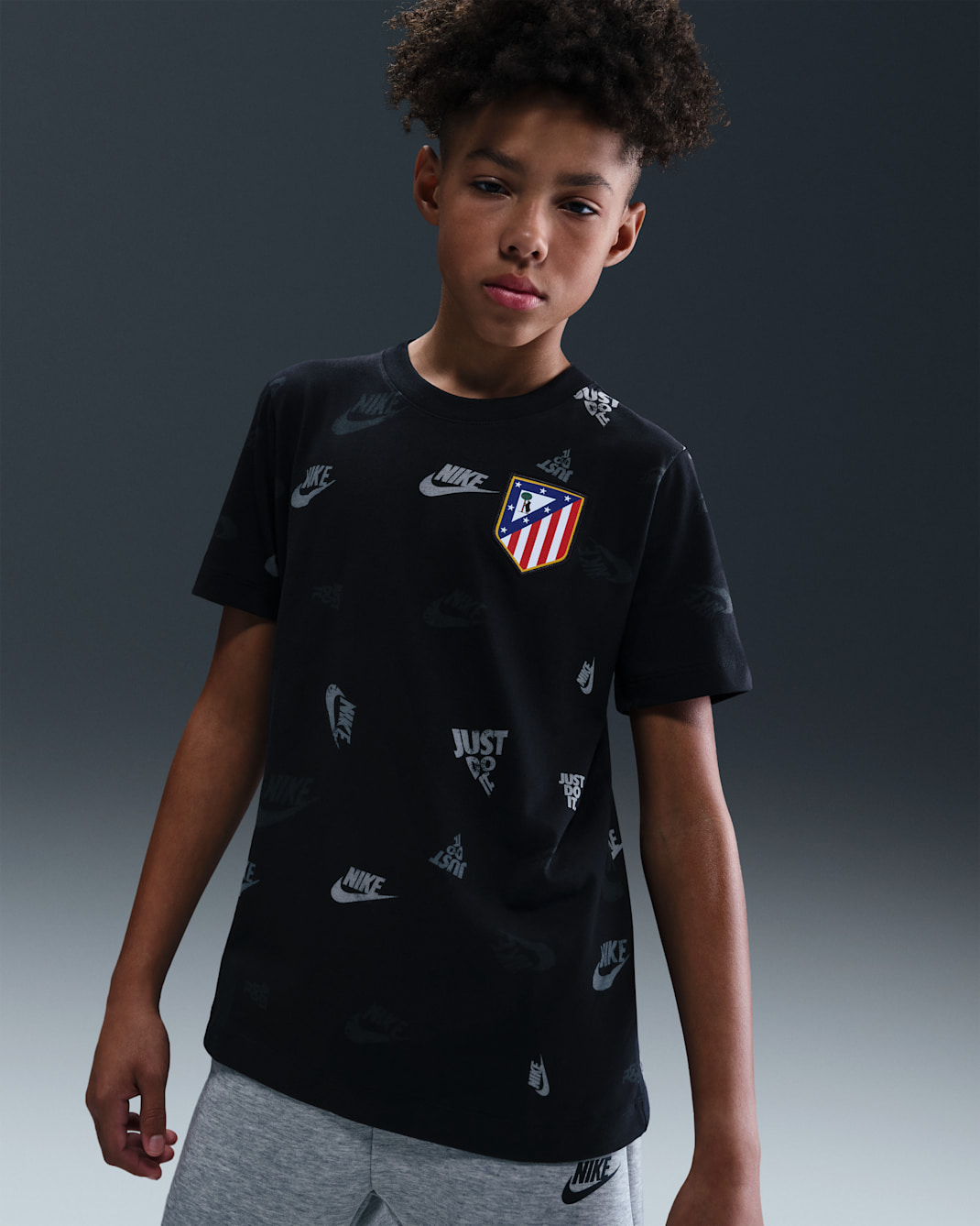 Atlético Madrid Nike Fußball-T-Shirt (ältere Kinder) - Schwarz