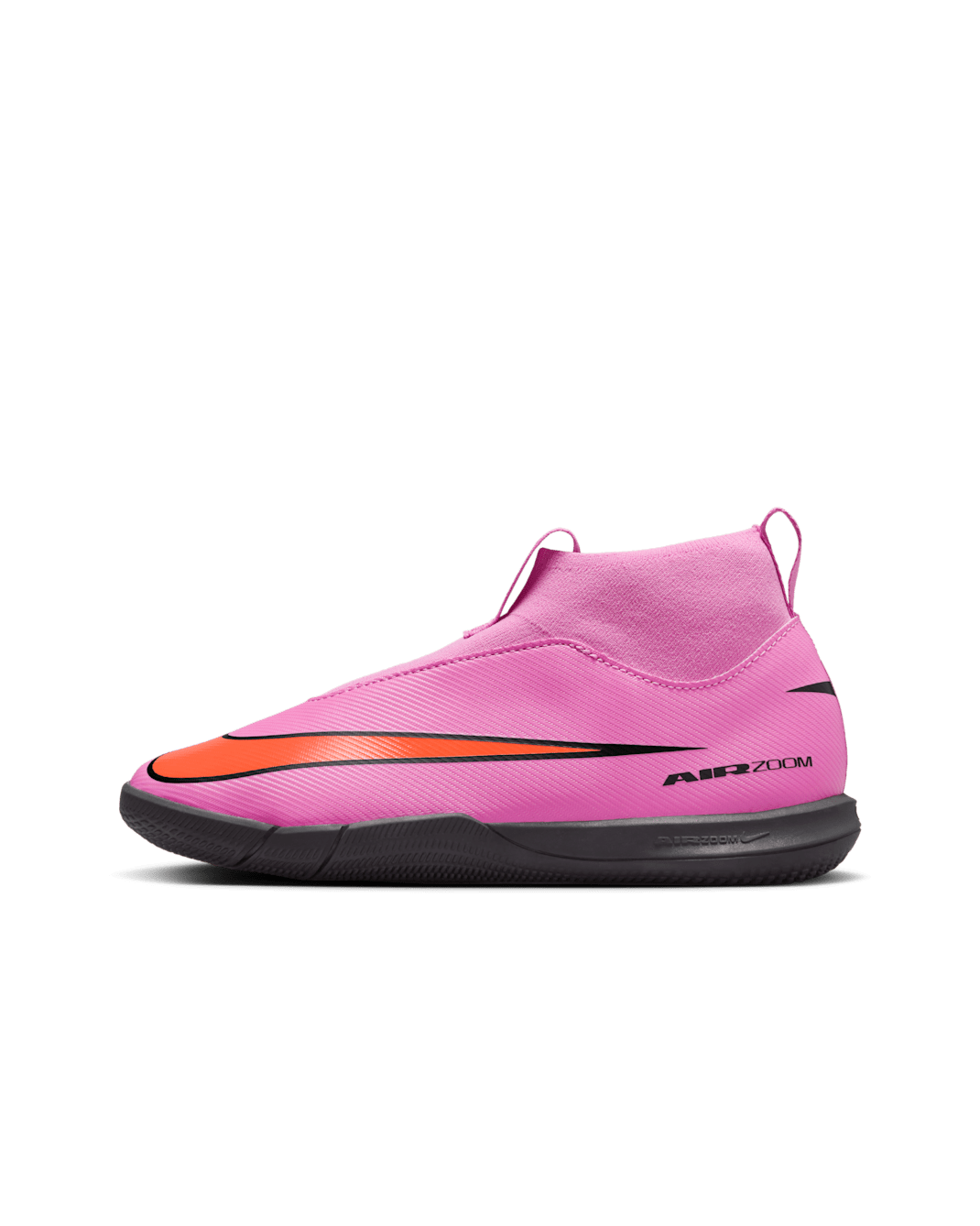 Nike Jr. Mercurial Superfly 10 Academy Younger/Older Kids' Indoor Court High-Top Football Shoes - Magic Flamingo/Total Crimson/Black