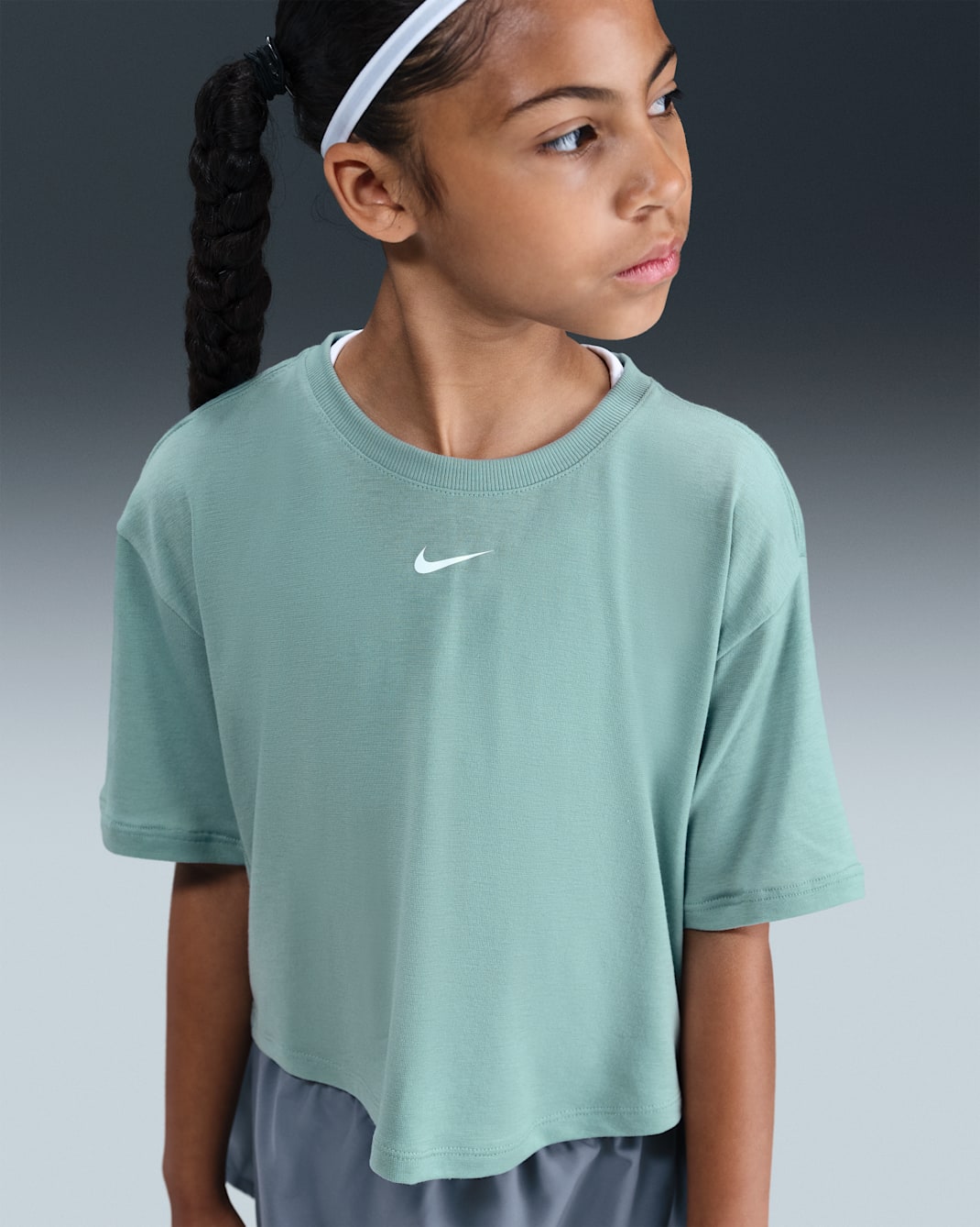 Nike One Relaxed Big Kids' (Girls') Dri-FIT Short-Sleeve Top - Cannon/White