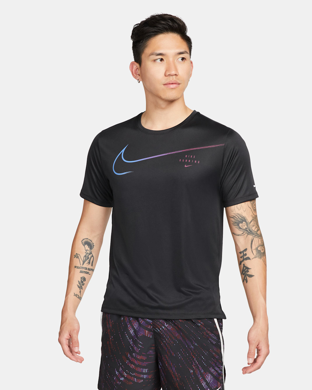 Nike Dri-FIT UV Run Division Miler Men's Short-Sleeve Graphic Running Top - Black/Sangria