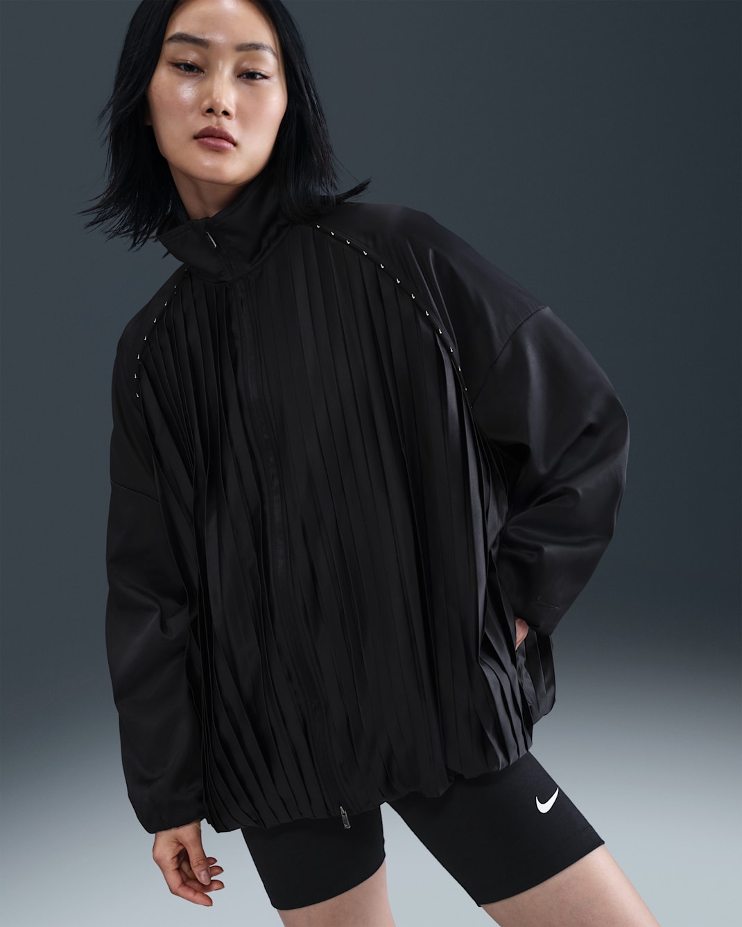 Nike Sportswear Collection Women's Pleated Tracksuit Jacket - Black/Black