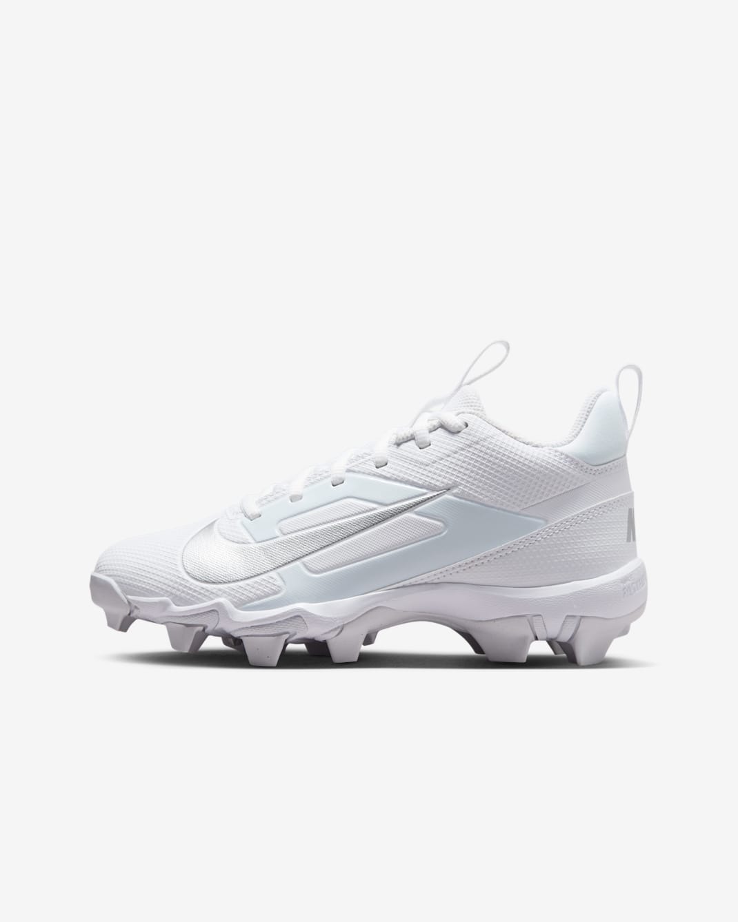 Tacos de fútbol para niños grandes Nike Alpha Menace 4 Shark - Blanco/Plata metalizado