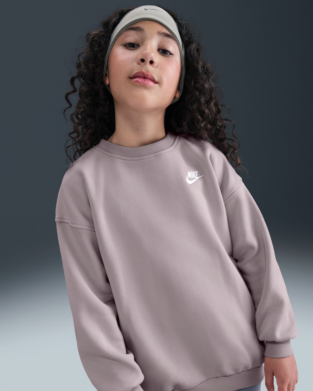 Sudadera oversized para niños talla grande Nike Sportswear Club Fleece - Violeta platino/Violeta platino/Blanco