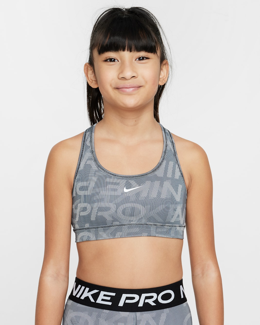 Nike Pro Big Kids' (Girls') Reversible Sports Bra - Black/White/White