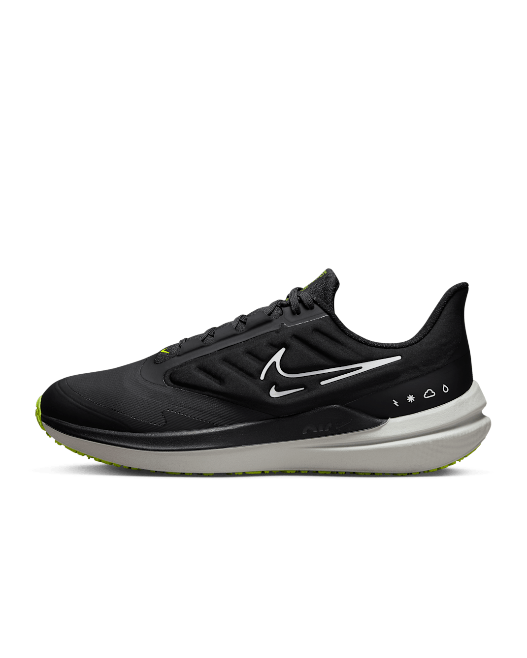 Nike Winflo 9 Shield Men's Weatherised Road Running Shoes - Black/Dark Smoke Grey/Volt/White