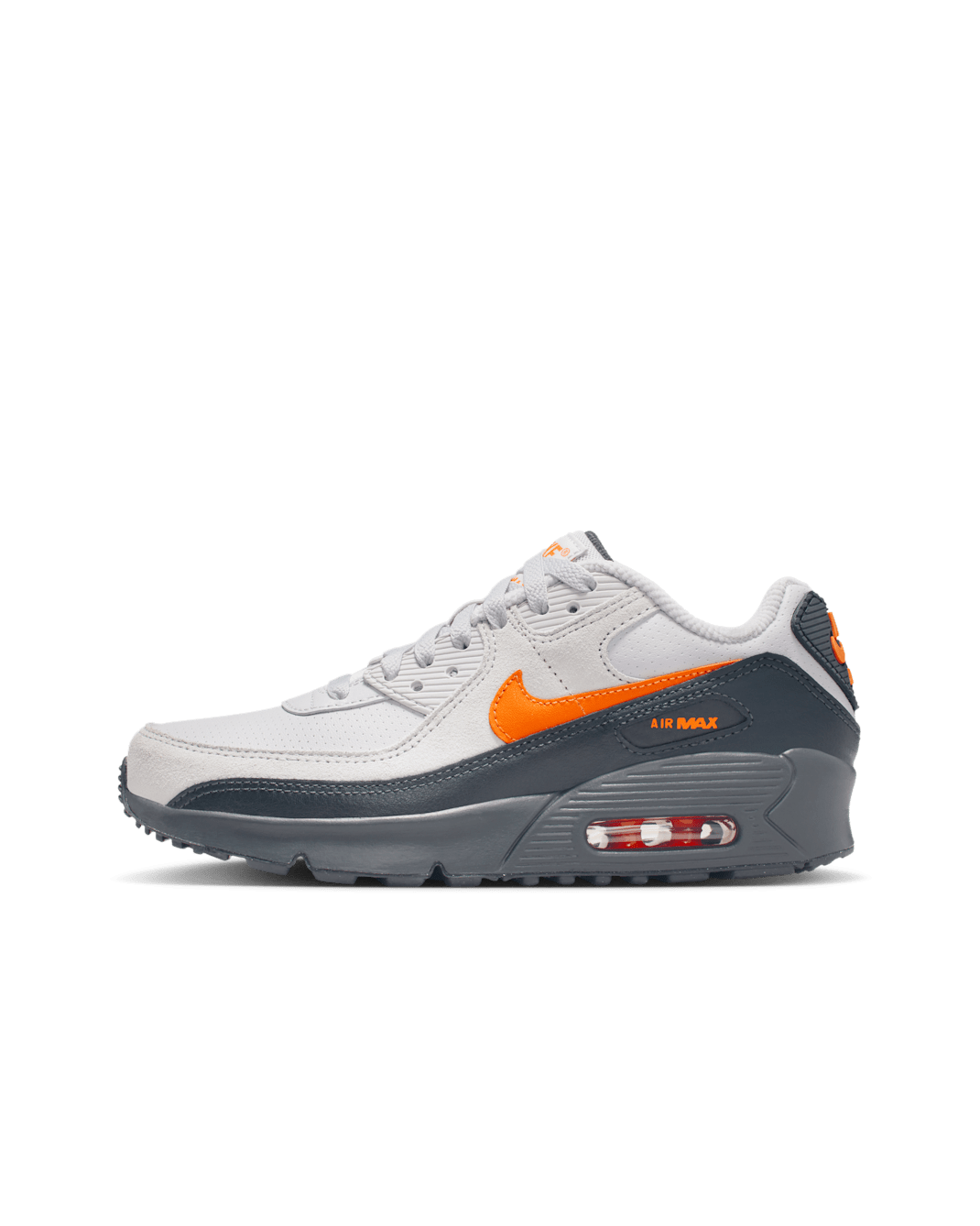 Nike Air Max 90 SE Big Kids' Shoes - Vast Grey/Anthracite/White/Safety Orange