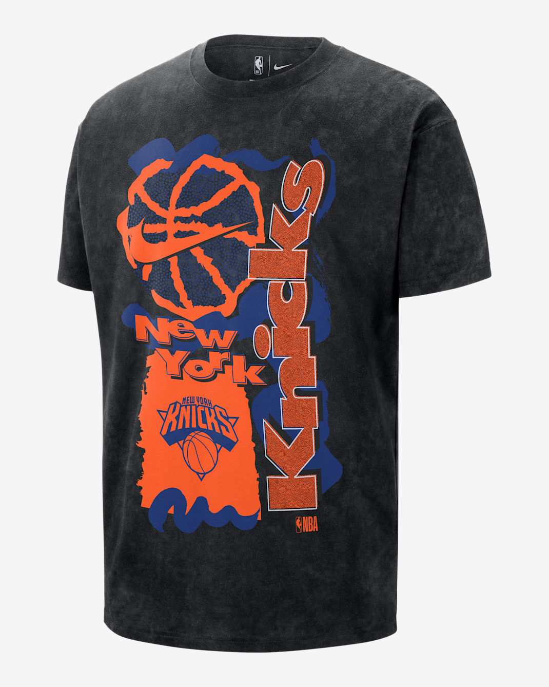 New York Knicks Courtside Men's Nike NBA Max90 T-Shirt - Black/Black