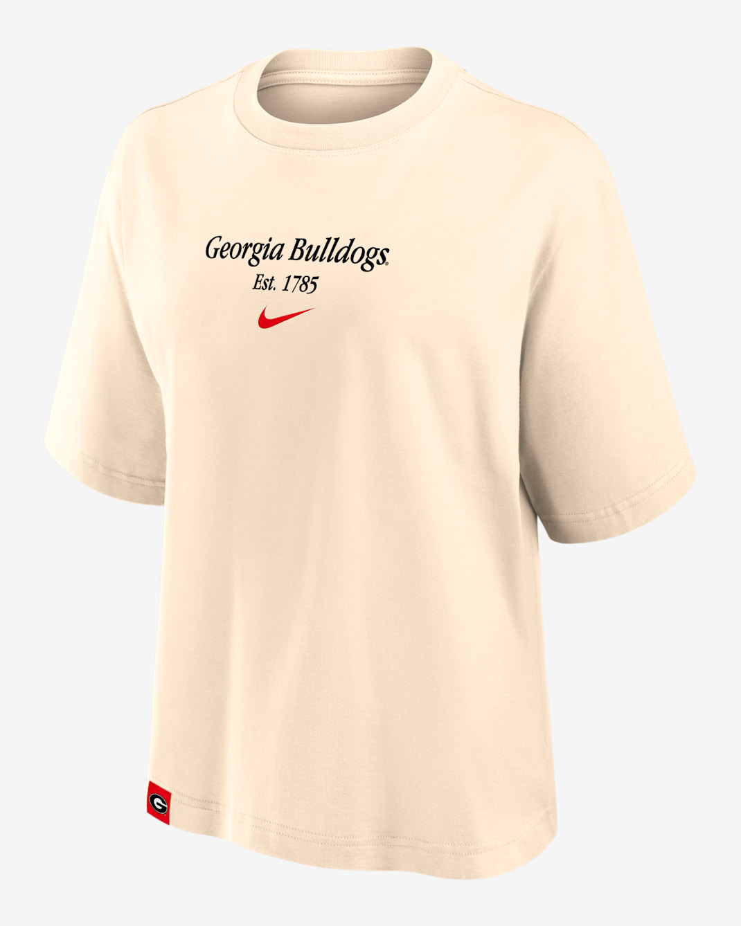 Georgia Established Tag Boxy Women's Nike College T-Shirt - Tan/Beige