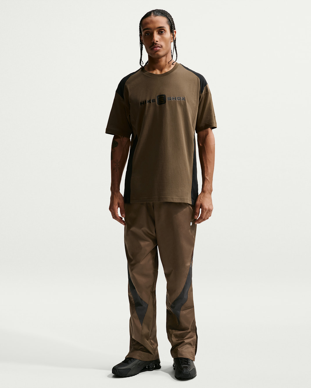 Pánské tkané kalhoty Nike Sportswear Shox - Dark Hazel/Černá/Černá