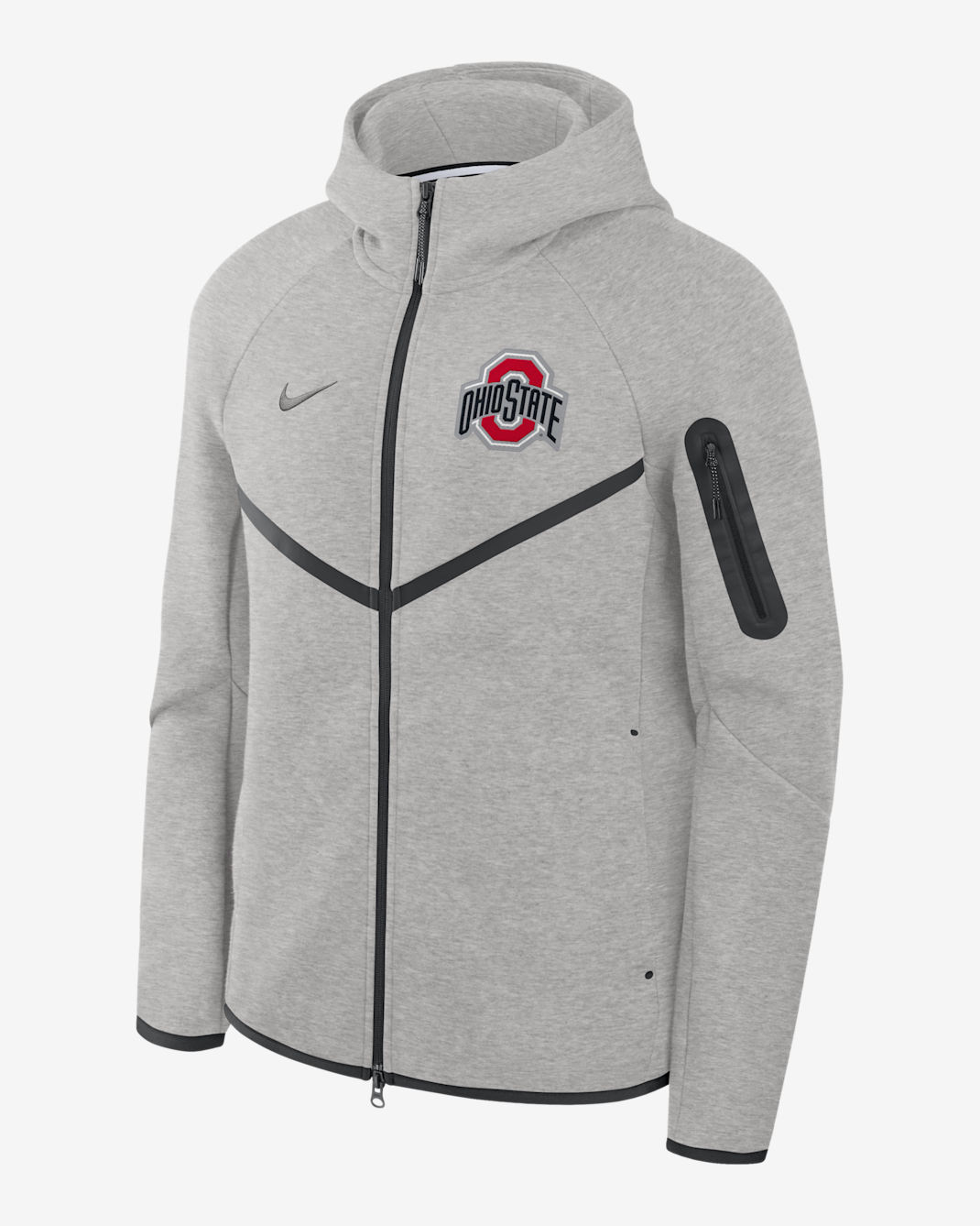 Ohio State Tech Fleece Windrunner Men's Nike College Full-Zip Hooded Jacket - Grey