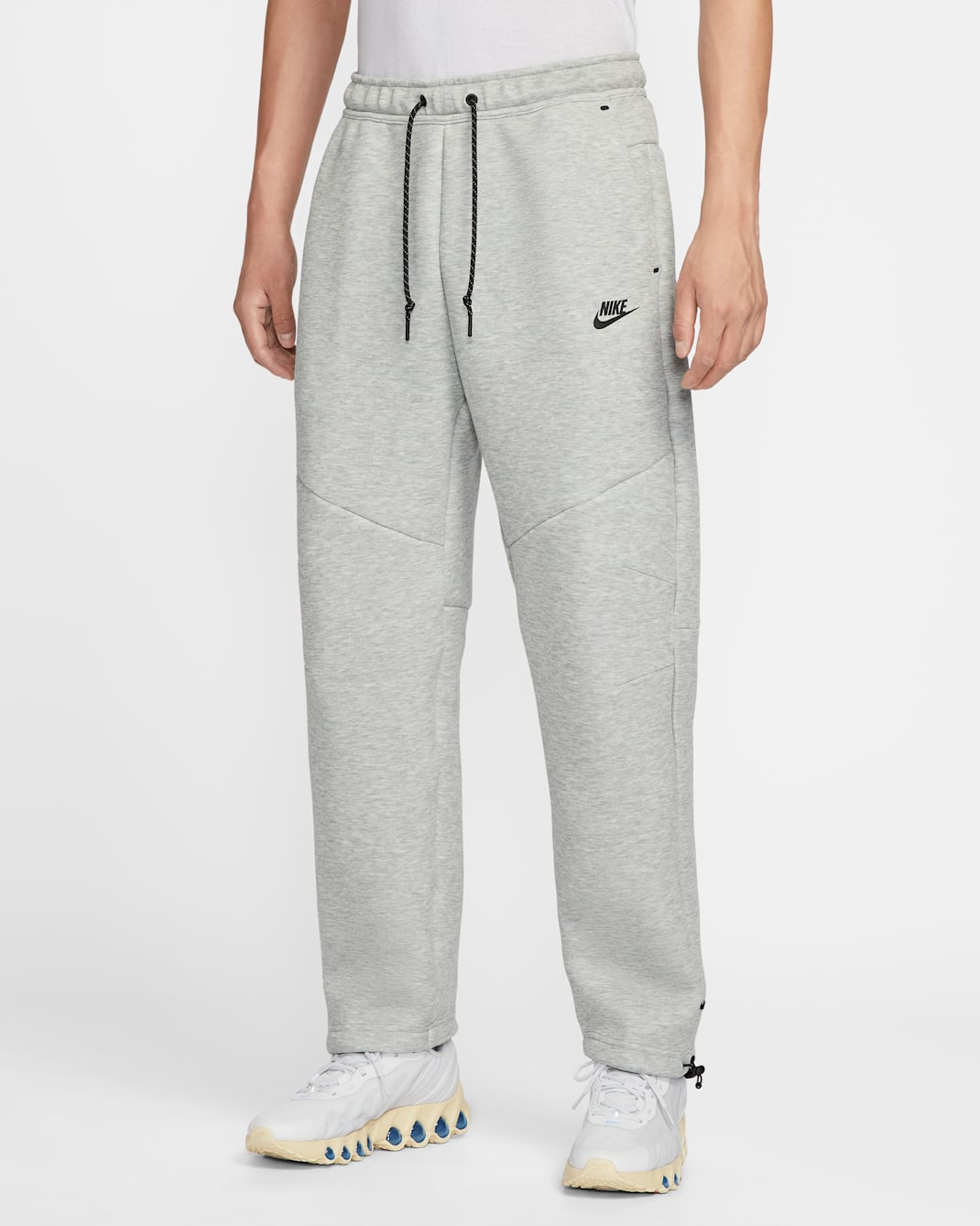 Nike Tech Men's Open-Hem Fleece Pants - Dark Grey Heather/Black