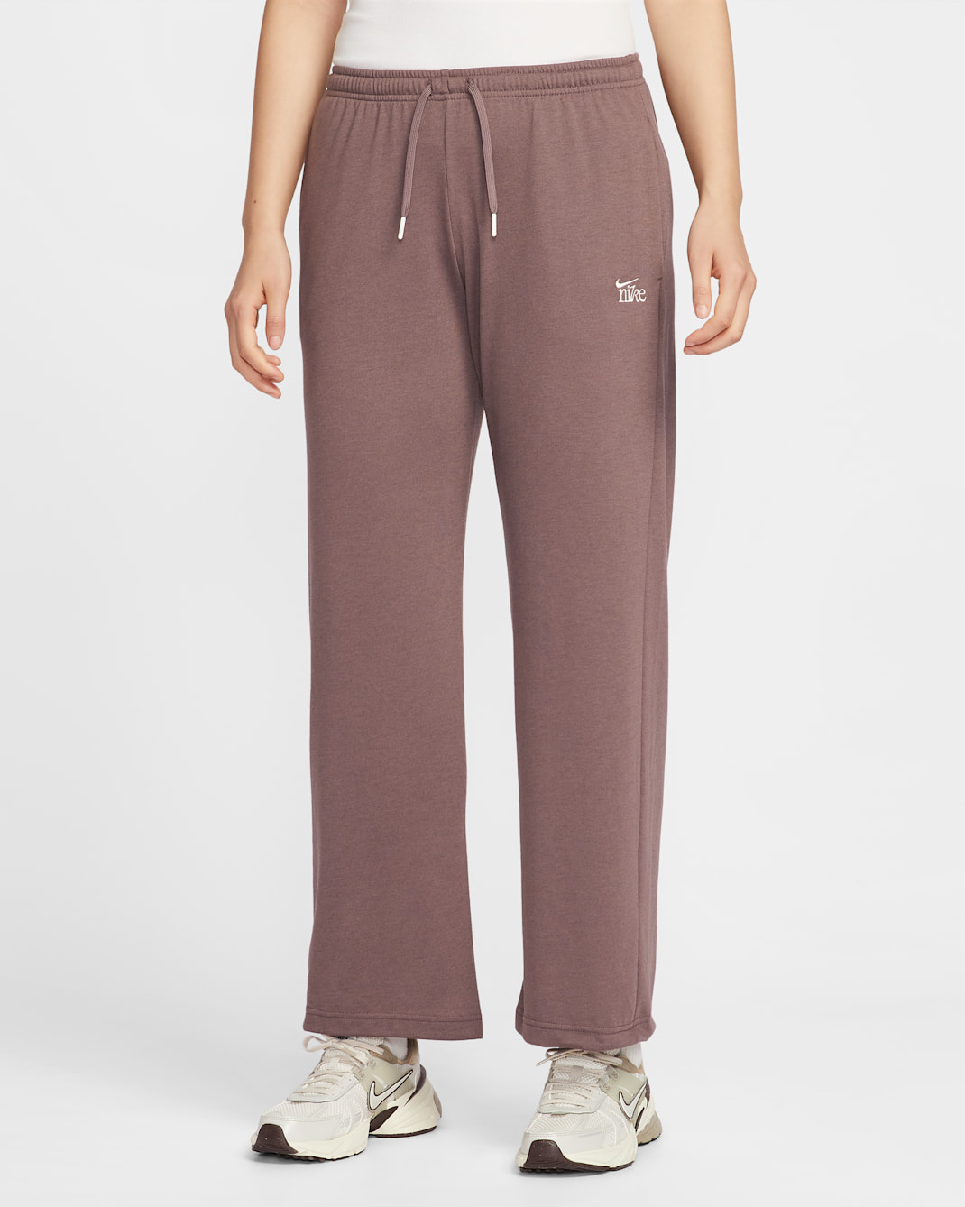 Nike Sportswear Chill Knit Women's Mid-Rise Lightweight Open-Hem Trousers - Tattoo/Chalk