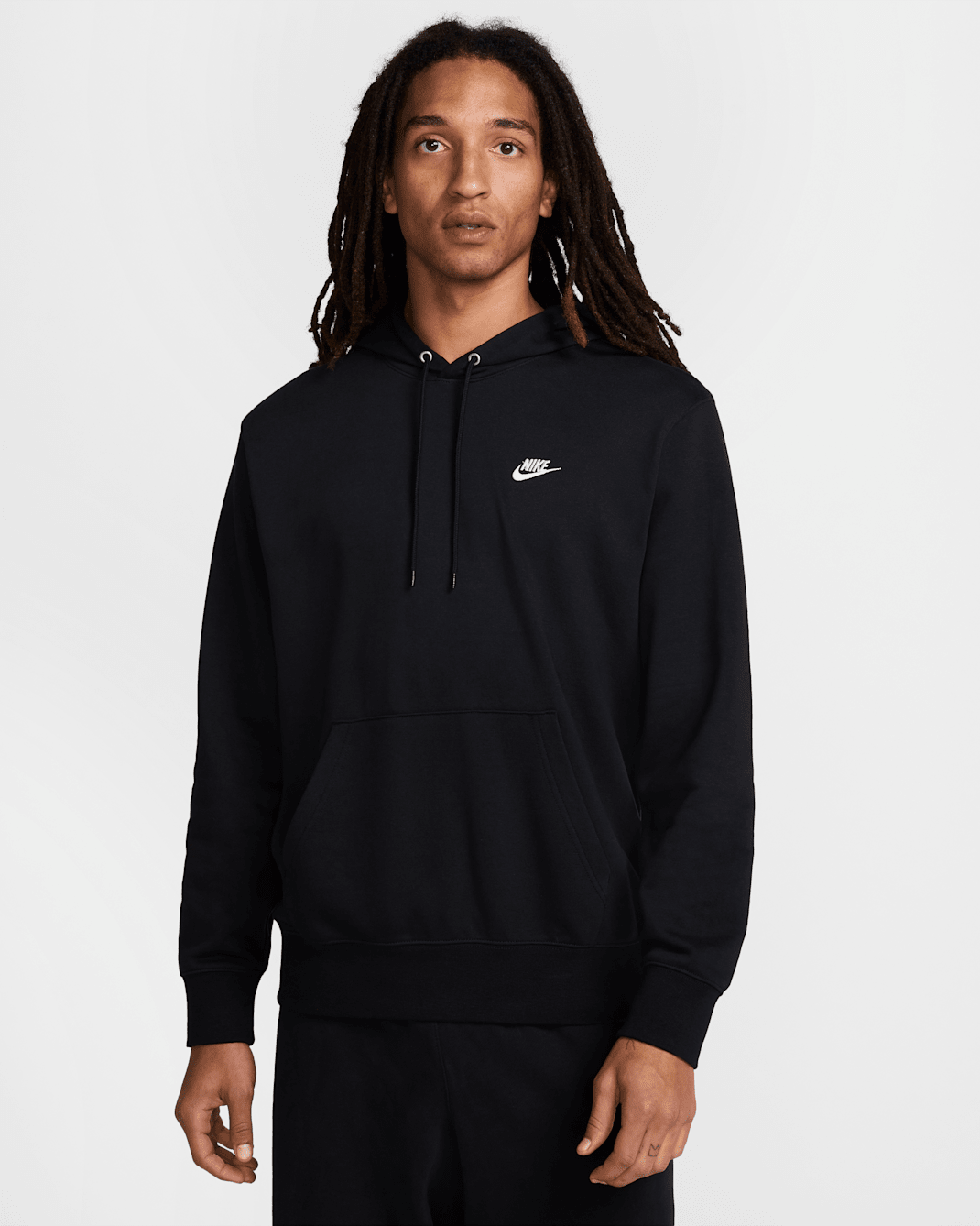 Nike Club Men's French Terry Pullover Hoodie - Black/Black/White