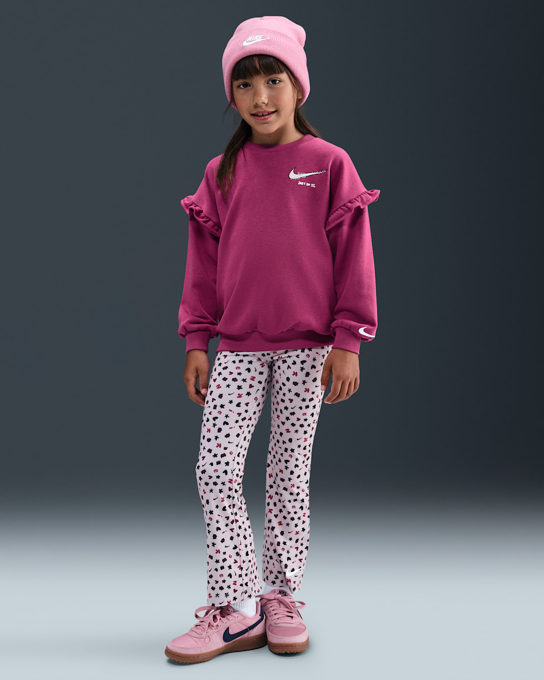 Nike Essentials Younger Kids' Dri-FIT Two-Piece Printed Femme Set - Platinum Violet