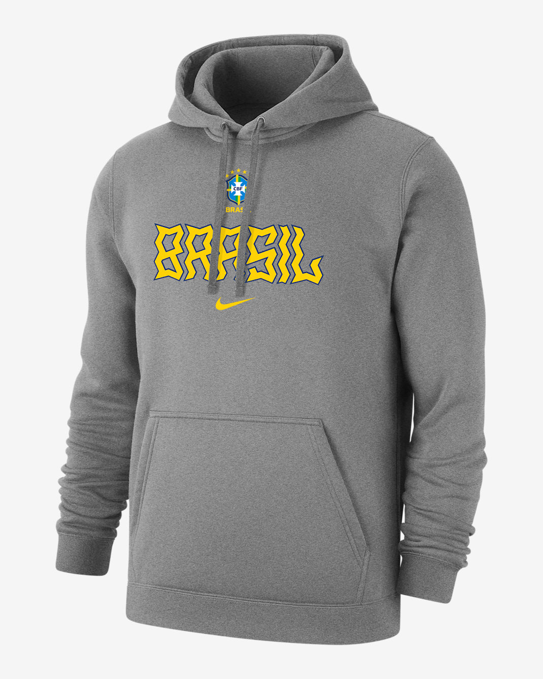 Brazil Club Fleece Men's Pullover Hoodie - Dark Grey Heather