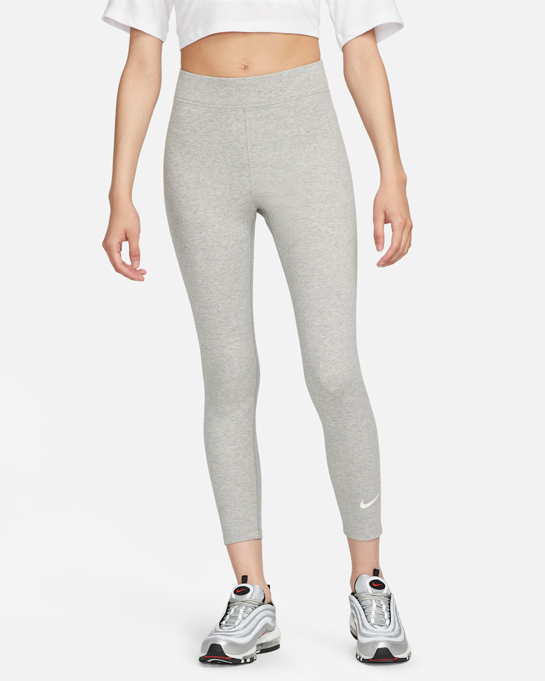 Nike Sportswear Classic Women's High-Waisted 7/8 Leggings - Dark Grey Heather/Sail