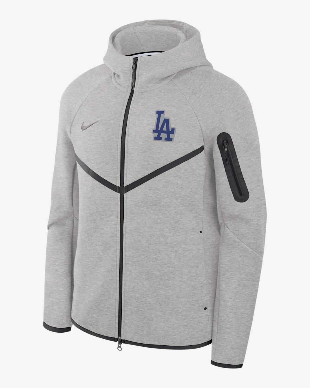 Los Angeles Dodgers Tech Fleece Windrunner Men's Nike MLB Full-Zip Hooded Jacket - Dark Grey Heather