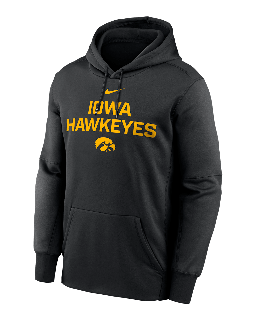 Iowa Team Stacked Men’s Nike Therma College Pullover Hoodie - Black