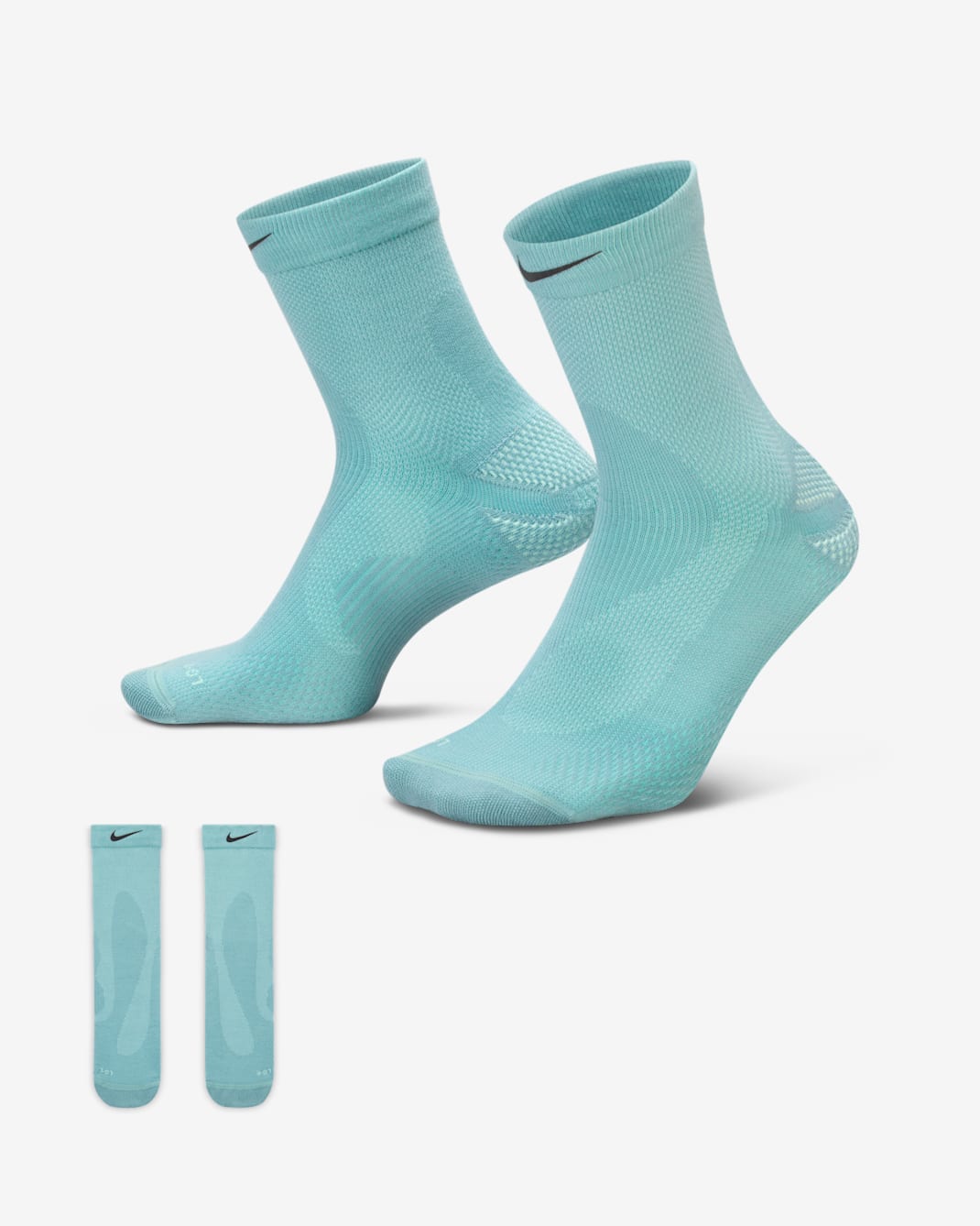 Nike Running Wool Micro Crew Socks (1 Pair) - Cannon/Mint Foam/Bright Citron