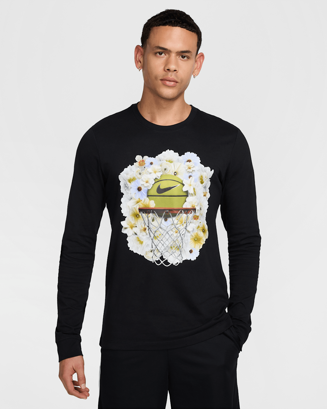 Playera de básquetbol de manga larga Max90 para hombre Nike - Negro