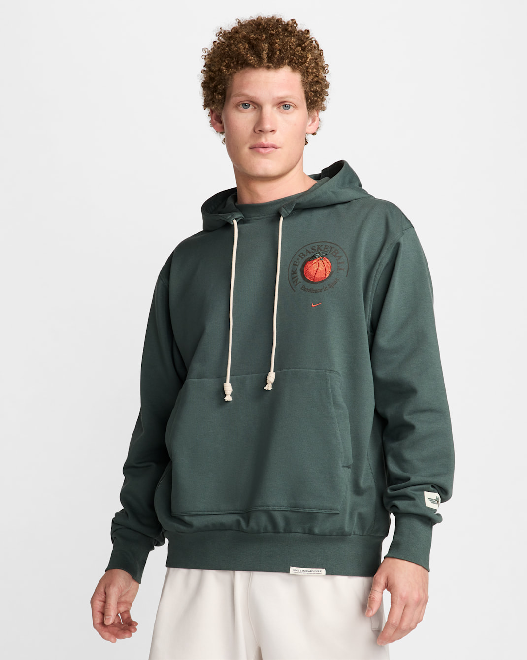 Nike Standard Issue Men's Dri-FIT Basketball Pullover Hoodie - Vintage Green