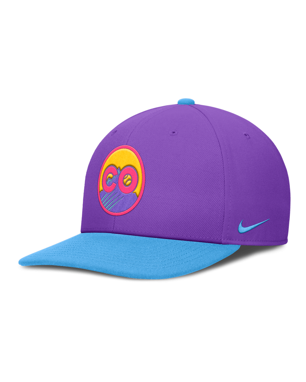 Gorra Nike Dri-FIT de la MLB ajustable para hombre Colorado Rockies City Connect Pro - Morado