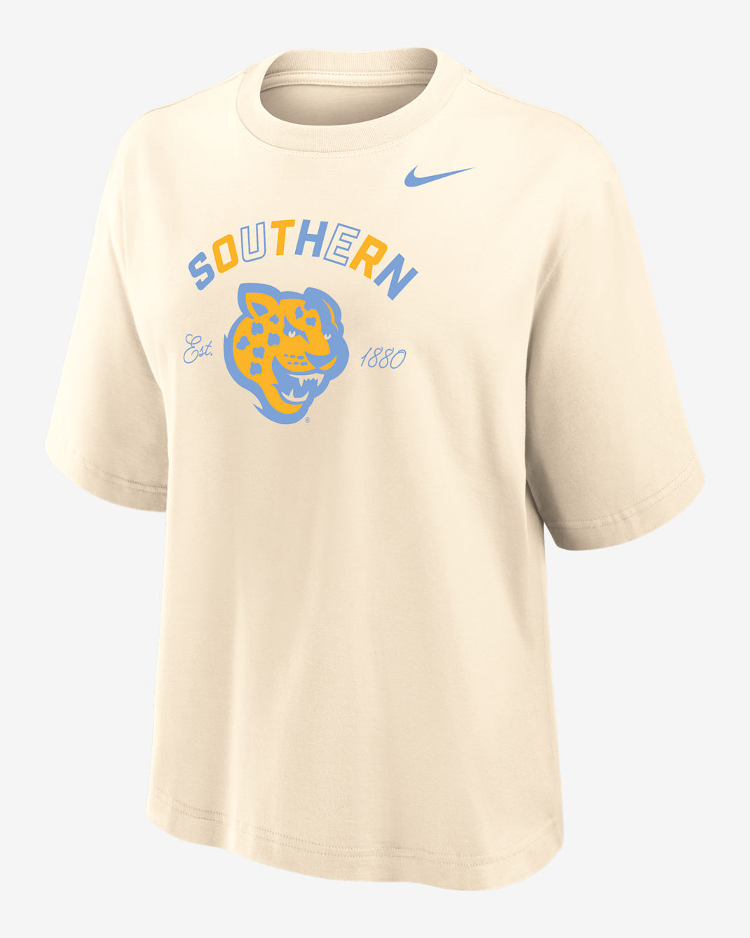 Playera Nike College de algodón de ajuste recto para mujer (Southern University and A&M) - Natural