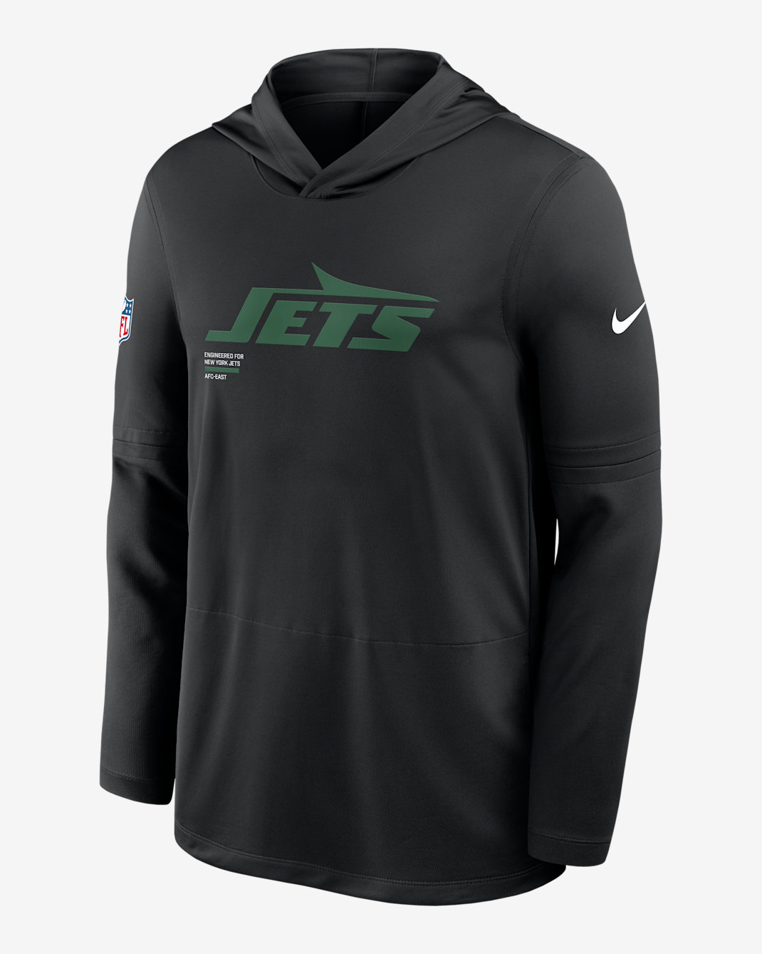 New York Jets Pure Fury Sideline Men's Nike Dri-FIT NFL Long-Sleeve Hooded Top - Black